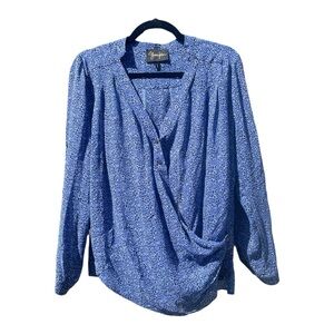 Yumi Kim || Blue Leopard Print Silk Top Large